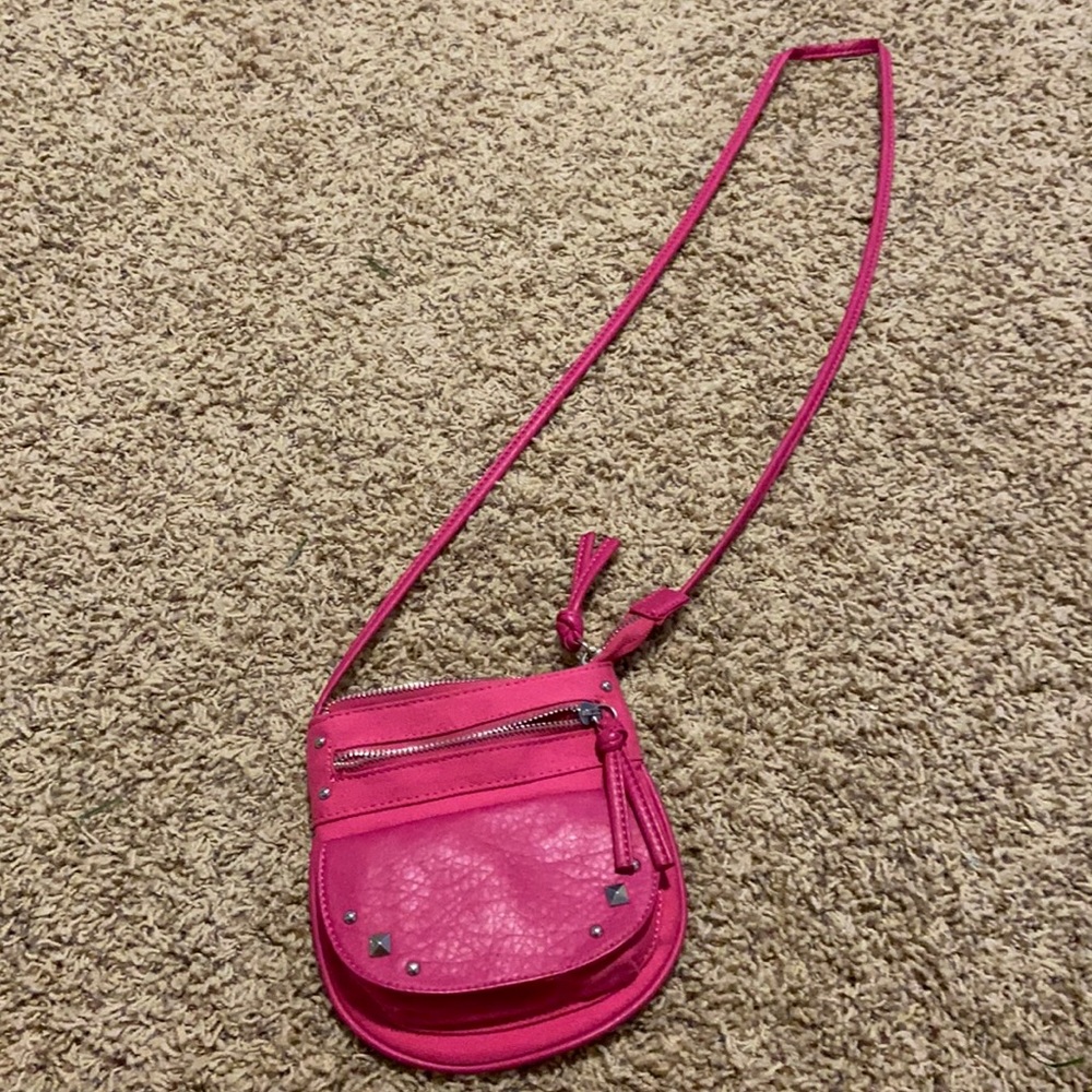 Pink Leather bag with silver studs